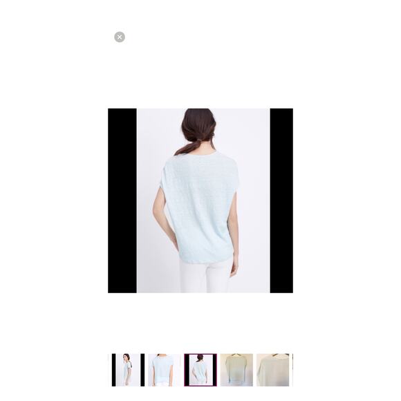 Vince Women's Linen & Silk with Leather Trim Light Blue Casual Shirt, Size XS - Picture 9 of 14